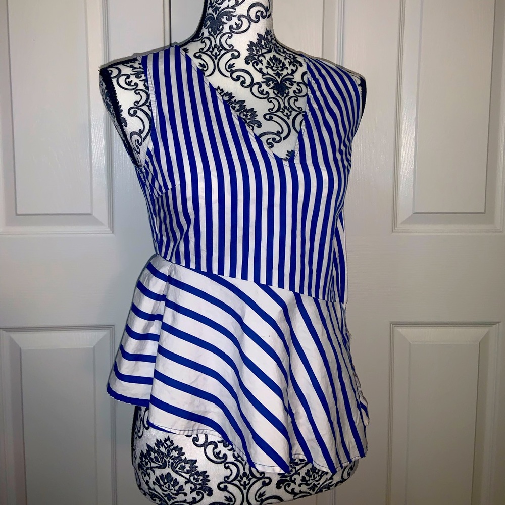 Blue and white Zara top